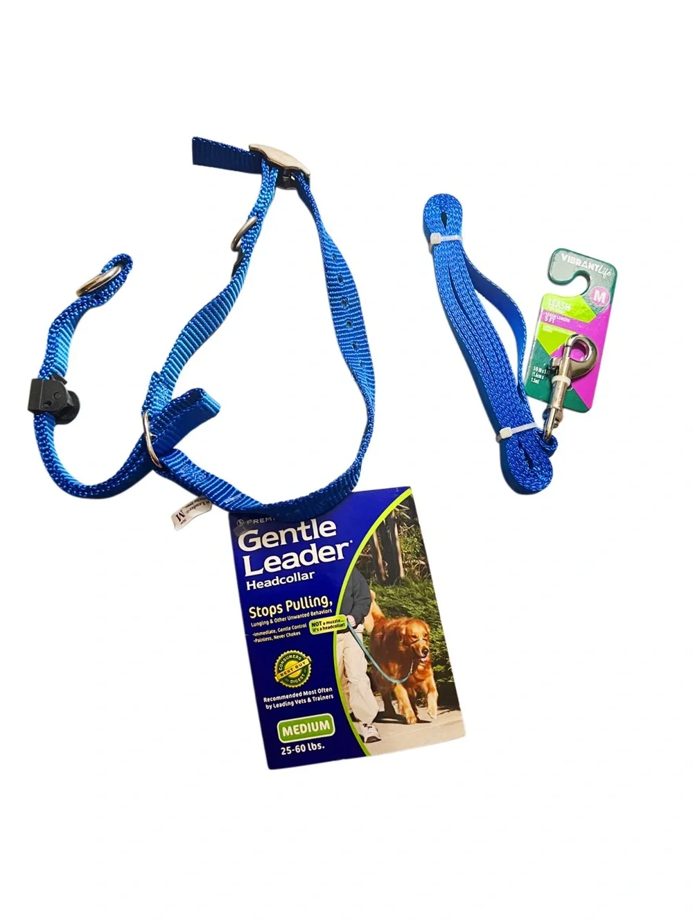 PetSafe Blue Gentle Leader with Matching Leash Sz M
